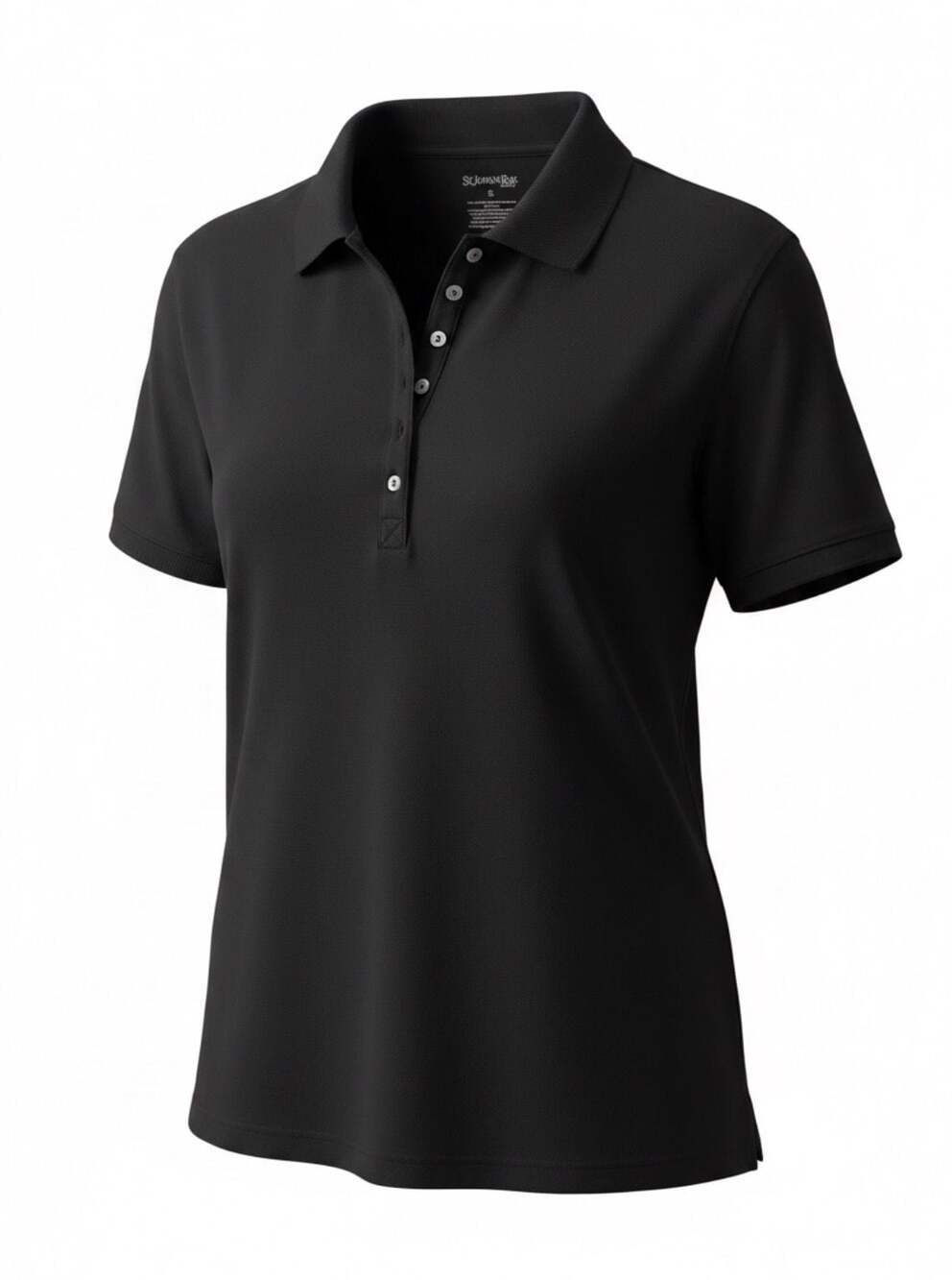 St. John's Bay Women's Short Sleeve Black Polo Shirt